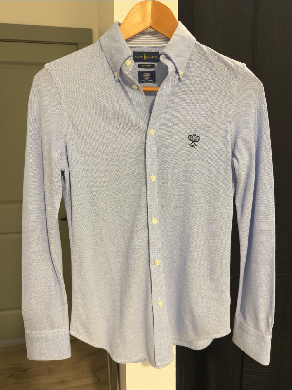 Polo Ralph Lauren Wimbledon 2017 Knit Oxford Shirt Women’s S Blue Tennis